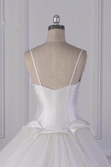 BMbridal Simple Spaghetti Straps Satin Wedding Dress Tulle Ruffles Sleeveless Bridal Gowns Onlien_7