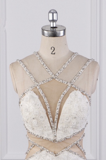 BMbridal Gorgeous Sleeveless Lace Beadings Wedding Dress Appliques Rhinestones Bridal Gowns Online_5