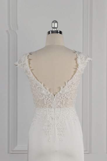 BMbridal Elegant Mermaid Chiffon Lace Wedding Dress V-neck Appliques Bridal Gowns On Sale_7