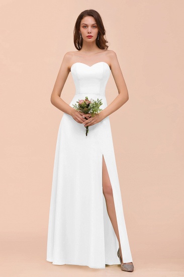 BMbridal Affordable Strapless Front Slit Long Dusty Sage Bridesmaid Dress_1