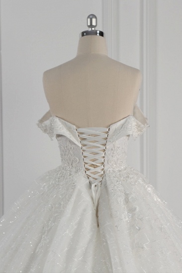 BMbridal Luxus-Ballkleid Off-the-Shoulder-Tüll-Spitze-Hochzeitskleid Applikationen Ärmellose Brautkleider im Angebot_7