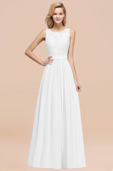BMbridal Elegant Chiffon Lace Scalloped Sleeveless Ruffle Bridesmaid Dresses_1