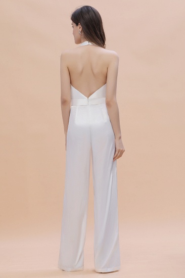 BMbridal Sexy Deep-V-Neck Halfter Backless Charmeuse Bridesmaid Jumpsuit Online_3