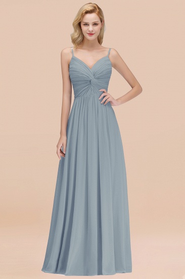 BMbridal Chic V-Neck Pleated Backless Bridesmaid Dresses with Spaghetti Straps_40