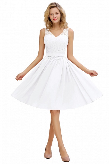 BMbridal A-line Chiffon Ruffle Bridesmaid Dress Sleeveless Lace Homecoming Dress_1
