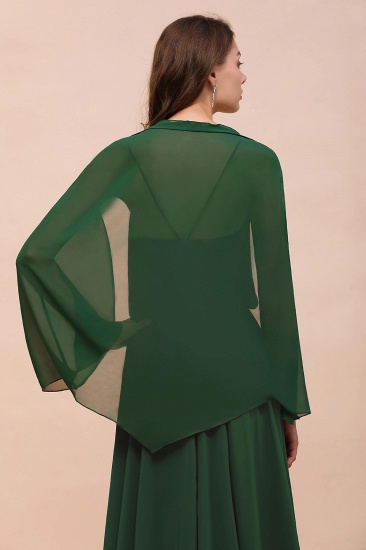 BMbridal Dark Green Chiffon Special Occasion Wraps with Long Sleeves_9