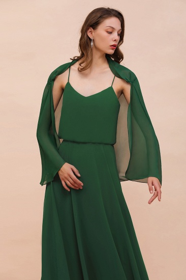 BMbridal Dark Green Chiffon Special Occasion Wraps with Long Sleeves_5