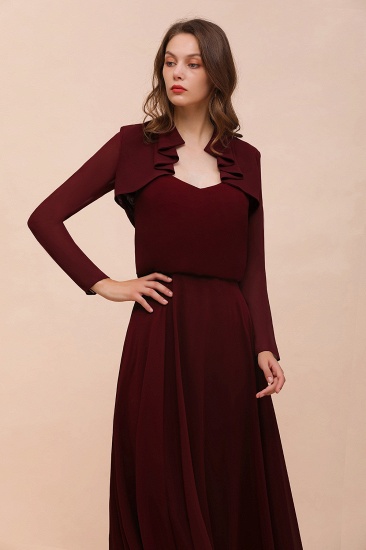 BMbridal Burgundy Chiffon Wraps with Long Sleeves Online