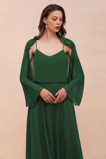 BMbridal Dark Green Chiffon Special Occasion Wraps with Long Sleeves_6
