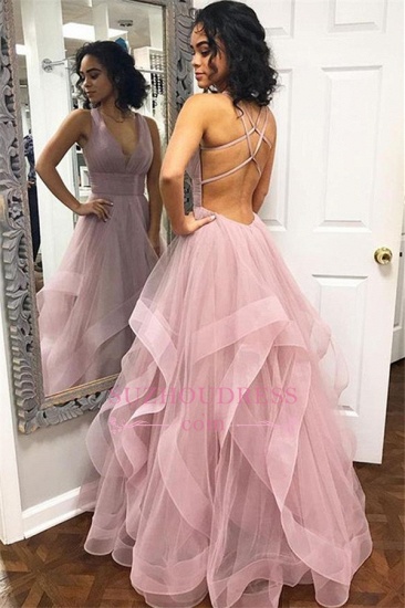 Bmbridal Halter Sleeveless Prom Dress Long With Ruffles_1