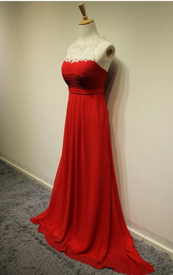 BMbridal Elegant Red Lace Chiffon Prom Dress Long Sleeveless Evening Gowns Online_3