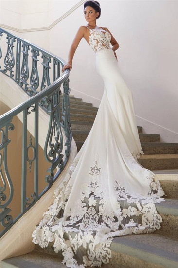 Bmbridal Spaghetti-Straps Lace Wedding Dress Mermaid Sleeveless_6