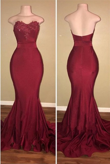 Bmbridal Sweetheart Burgundy Prom Dress Mermaid With Appliques_2