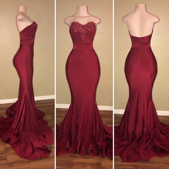 Bmbridal Sweetheart Burgundy Prom Dress Mermaid With Appliques_4
