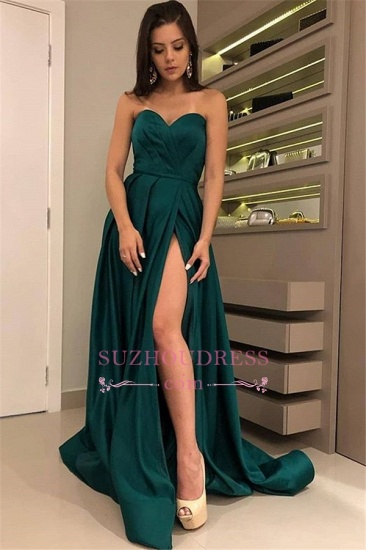 Bmbridal Dark Green Long Prom Dress With Slit Elegant Evening Gowns_2