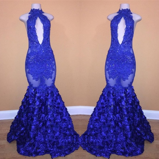 Bmbridal Royal Blue High Neck Prom Dress Mermaid With Appliques Flowers Bottom_1