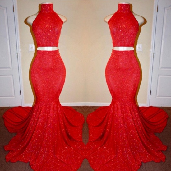 Bmbridal Two Pieces Red Mermaid Prom Dress Long On Sale_3