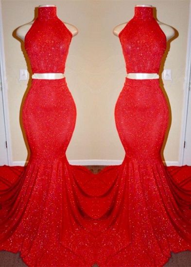 Bmbridal Two Pieces Red Mermaid Prom Dress Long On Sale_2