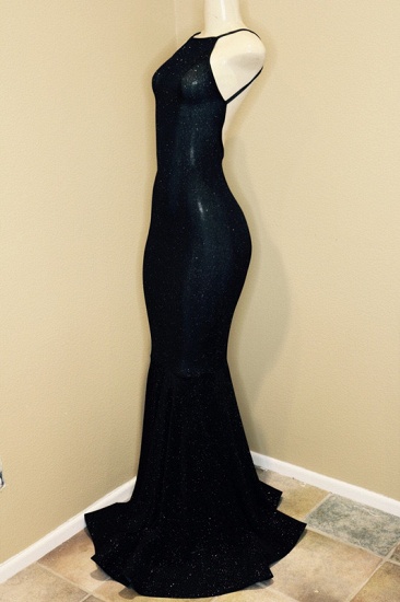 Bmbridal Black Shinning Sequins Prom Dress Mermaid Sleeveless_5