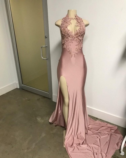 Bmbridal Dusty Pink Slit Prom Dress Long With Appliques_5