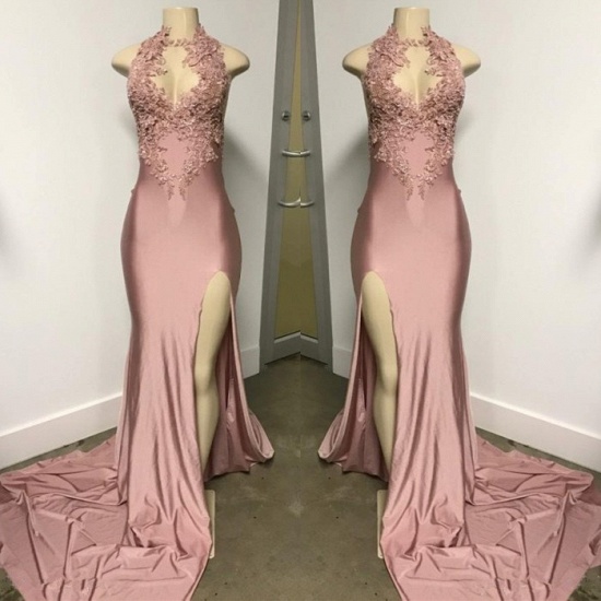 Bmbridal Dusty Pink Slit Prom Dress Long With Appliques_4