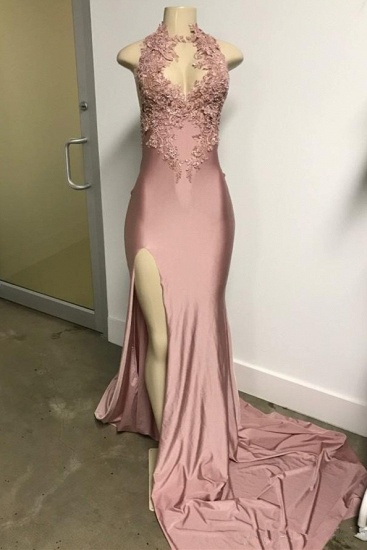 Bmbridal Dusty Pink Slit Prom Dress Long With Appliques_1