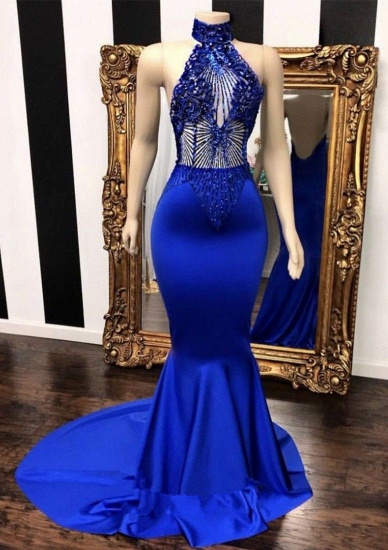 Bmbridal Royal Blue Mermaid Prom Dress Sleeveless With Beads_2